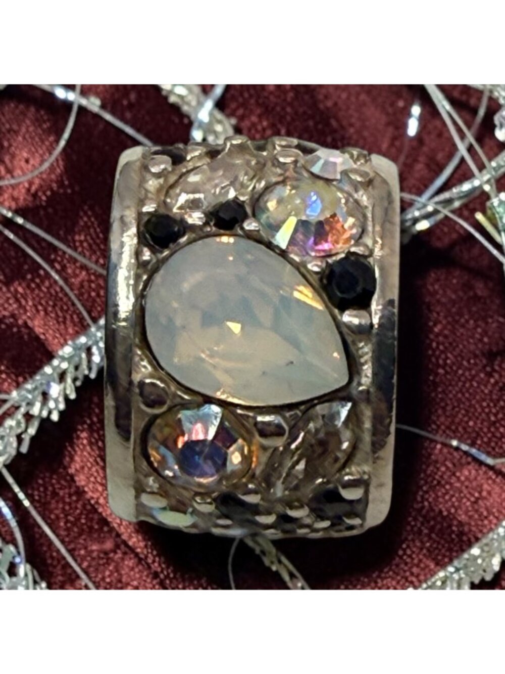 Chamilia 925 Sterling Silver Opalescent Crystal Multi Stone Charm Retired